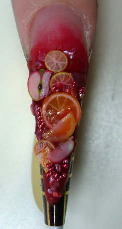 Nailart Anleitung Frucht Cocktail mit Frimo Früchten 7