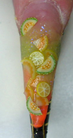 Nailart Anleitung Frucht Cocktail mit Frimo Früchten 9
