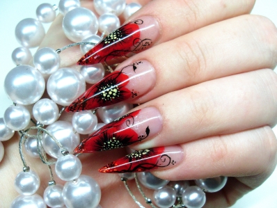 Nailart Mohnblueten 