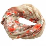 Damen Rundschal Beige Flower